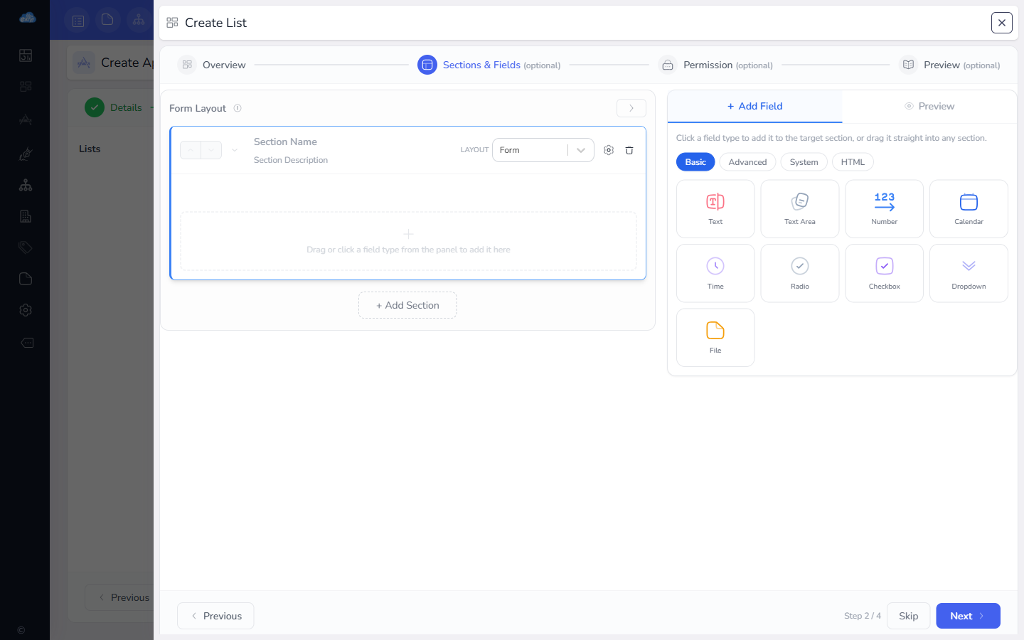 Design lists & fields