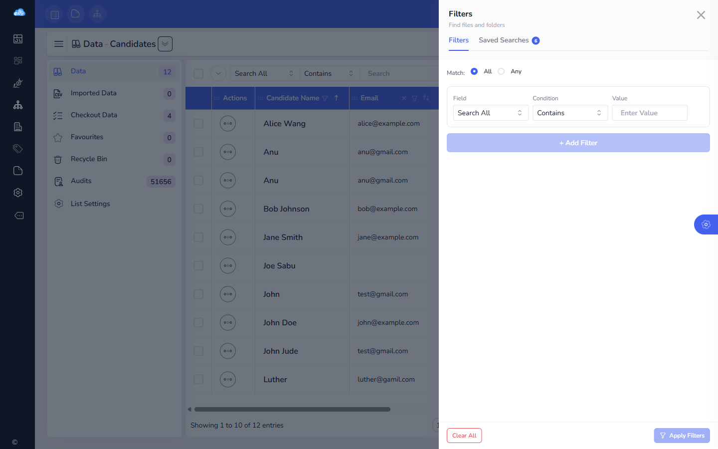 Filters & metadata