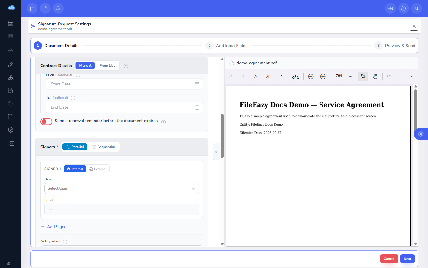 Signer roles & routing order