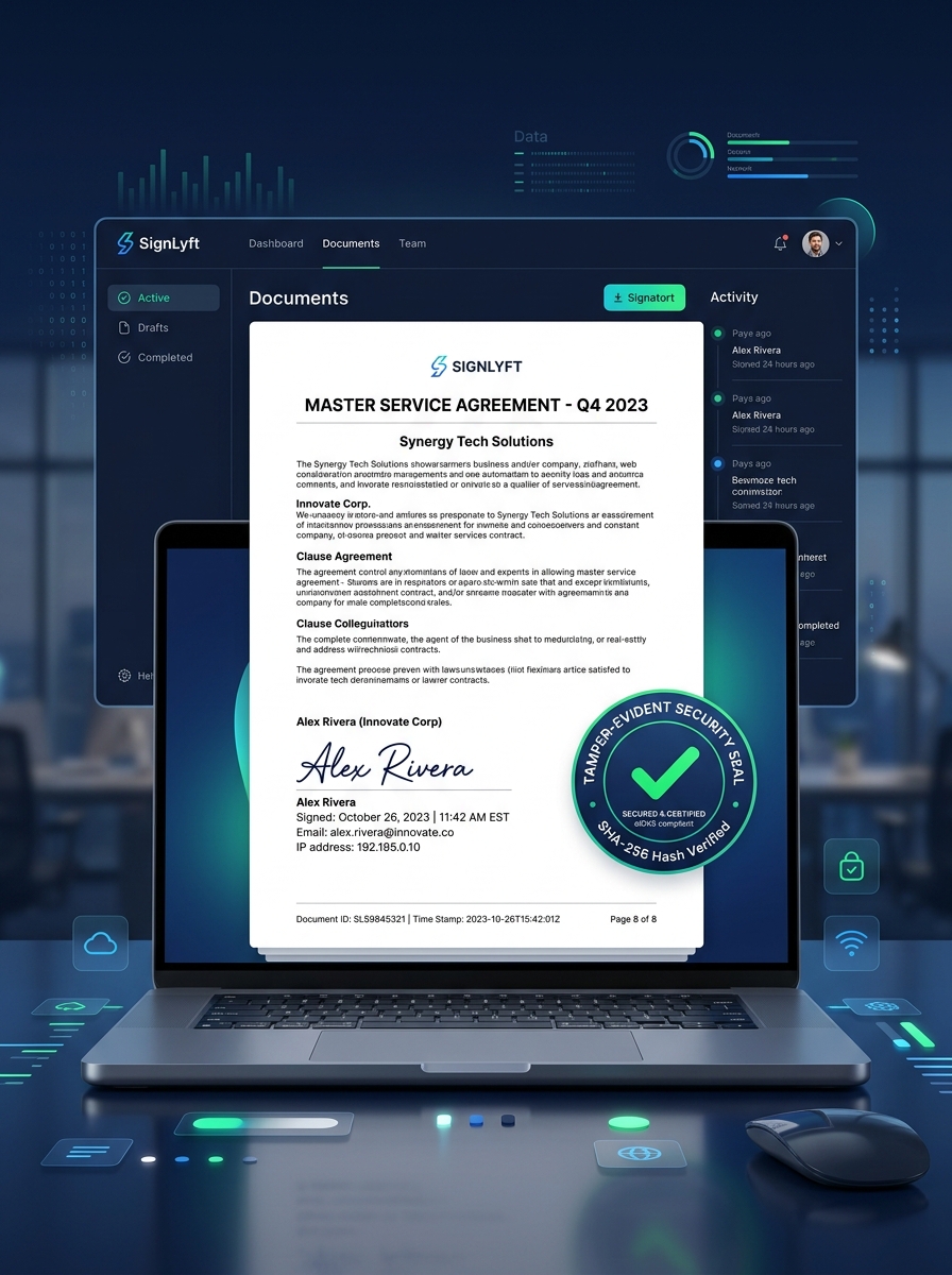 FileEazy e-signature request screen