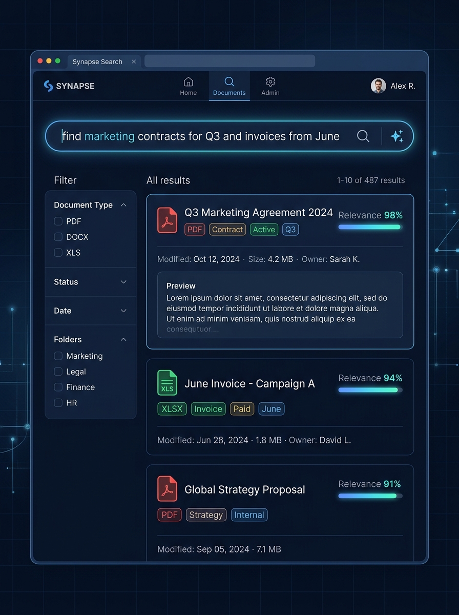 FileEazy AI semantic document search interface